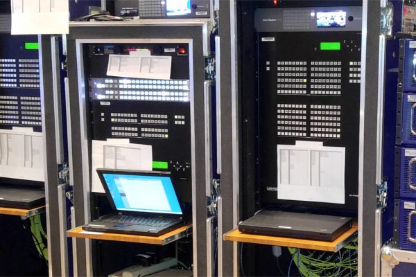 Spyder X20 HRE Spyder X20 rental system racks with routing and control equipment