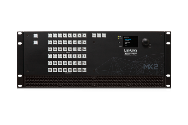 Lightware MX2-24x24-HDMI20-R rental matrix switcher front view